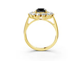 Yellow gold Fancy Black Cushion Cut Diamond Floral Double Halo Engagement Ring with Prong Setting_27