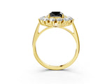 Yellow gold Fancy Black Cushion Cut Diamond Floral Double Halo Engagement Ring with Prong Setting_63
