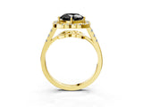 Yellow gold Fancy Black Cushion Cut Diamond Floral Halo Split Shank Prong Setting Ring_15
