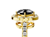 Yellow gold Fancy Black Cushion Cut Diamond Floral Halo Split Shank Prong Setting Ring_17