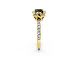 Yellow gold Fancy Black Cushion Cut Diamond Halo Pave Band with Four-Prong Setting_5