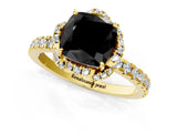 Yellow gold Fancy Black Cushion Cut Diamond Halo Pave Band with Four-Prong Setting_6