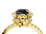 Yellow gold Fancy Black Cushion Cut Diamond Halo Pave Band with Four-Prong Setting_7