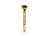 Yellow gold Fancy Black Cushion Cut Diamond Milgrain Pavé Engagement Ring with Four-Prong Setting_2
