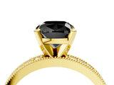 Yellow gold Fancy Black Cushion Cut Diamond Milgrain Pavé Engagement Ring with Four-Prong Setting_4