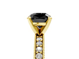 Yellow gold Fancy Black Cushion Cut Diamond Milgrain Pavé Engagement Ring with Four-Prong Setting_5