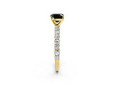 Yellow gold Fancy Black Cushion Cut Diamond Pavé Band Solitaire Ring with Prong Setting_14
