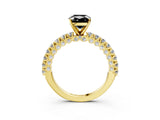 Yellow gold Fancy Black Cushion Cut Diamond Pavé Band Solitaire Ring with Prong Setting_15