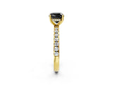 Yellow gold Fancy Black Cushion Cut Diamond Pave Band Solitaire Ring with Four-Prong Setting_14