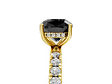 Yellow gold Fancy Black Cushion Cut Diamond Pave Band Solitaire Ring with Four-Prong Setting_17