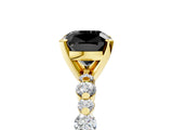 Yellow gold Fancy Black Cushion Cut Diamond Prong Set Engagement Ring with Pave Band_5