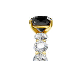 Yellow gold Fancy Black Cushion Cut Diamond Prong Setting with Side Stones on a Pave Band_5