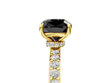 Yellow gold Fancy Black Cushion Cut Diamond Ring with Pavé Band and Four-Prong Setting_5