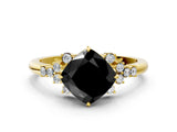 Yellow gold Fancy Black Cushion Cut Diamond Ring with Side Stones and Four-Prong Setting_36