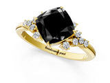 Yellow gold Fancy Black Cushion Cut Diamond Ring with Side Stones and Four-Prong Setting_37