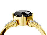 Yellow gold Fancy Black Cushion Cut Diamond Ring with Side Stones and Four-Prong Setting_40