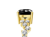 Yellow gold Fancy Black Cushion Cut Diamond Scattered Round Accent Ring with Prong Setting_17