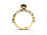Yellow gold Fancy Black Cushion Cut Diamond Side Stone Engagement Ring with Four-Prong Setting_27