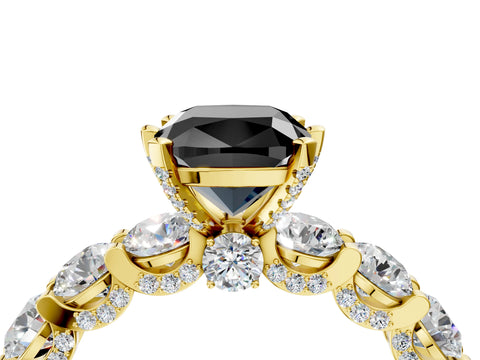 Yellow gold Fancy Black Cushion Cut Diamond Side Stone Engagement Ring with Four-Prong Setting_28