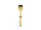 Yellow gold Fancy Black Cushion Cut Diamond Solitaire Engagement Ring with Celtic Knot Band and Four-Prong Setting_2
