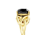 Yellow gold Fancy Black Cushion Cut Diamond Solitaire Engagement Ring with Celtic Knot Band and Four-Prong Setting_5