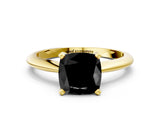 Yellow gold Fancy Black Cushion Cut Diamond Solitaire Engagement Ring with Classic Band and Four-Prong Setting_12