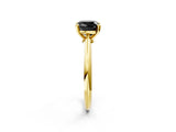 Yellow gold Fancy Black Cushion Cut Diamond Solitaire Engagement Ring with Classic Band and Four-Prong Setting_14