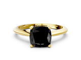 Yellow gold Fancy Black Cushion Cut Diamond Solitaire Engagement Ring with Classic Band and Four-Prong Setting_24