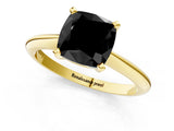 Yellow gold Fancy Black Cushion Cut Diamond Solitaire Engagement Ring with Classic Band and Four-Prong Setting_25