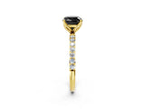 Yellow gold Fancy Black Cushion Cut Diamond Solitaire Engagement Ring with Pavé Band and Prong Setting_2