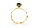 Yellow gold Fancy Black Cushion Cut Diamond Solitaire Engagement Ring with Pavé Band and Prong Setting_3