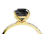 Yellow gold Fancy Black Cushion Cut Diamond Solitaire Engagement Ring with Pavé Band and Prong Setting_4
