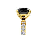 Yellow gold Fancy Black Cushion Cut Diamond Solitaire Engagement Ring with Pavé Band and Prong Setting_5
