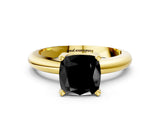 Yellow gold Fancy Black Cushion Cut Diamond Solitaire Engagement Ring with Round Band and Four-Prong Setting_84