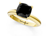 Yellow gold Fancy Black Cushion Cut Diamond Solitaire Engagement Ring with Round Band and Four-Prong Setting_85