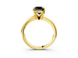 Yellow gold Fancy Black Cushion Cut Diamond Solitaire Engagement Ring with Round Band and Four-Prong Setting_87