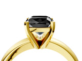 Yellow gold Fancy Black Cushion Cut Diamond Solitaire Engagement Ring with Round Band and Four-Prong Setting_88