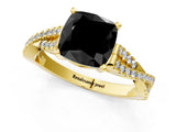 Yellow gold Fancy Black Cushion Cut Diamond Solitaire Engagement Ring with Twisted Pavé Band and Four-Prong Setting_37