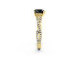Yellow gold Fancy Black Cushion Cut Diamond Solitaire Engagement Ring with Twisted Pavé Band and Four-Prong Setting_38