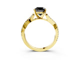 Yellow gold Fancy Black Cushion Cut Diamond Solitaire Engagement Ring with Twisted Pavé Band and Four-Prong Setting_39