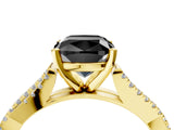Yellow gold Fancy Black Cushion Cut Diamond Solitaire Engagement Ring with Twisted Pavé Band and Four-Prong Setting_40