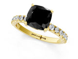Yellow gold Fancy Black Cushion Cut Diamond Solitaire Pavé Band with Four-Prong Setting_1