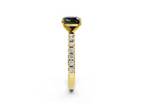 Yellow gold Fancy Black Cushion Cut Diamond Solitaire Pavé Band with Four-Prong Setting_2