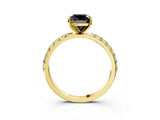 Yellow gold Fancy Black Cushion Cut Diamond Solitaire Pavé Band with Four-Prong Setting_3