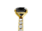 Yellow gold Fancy Black Cushion Cut Diamond Solitaire Pavé Band with Four-Prong Setting_5