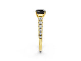 Yellow gold Fancy Black Cushion Cut Diamond Solitaire Ring with Cathedral Setting and Pavé Band_2