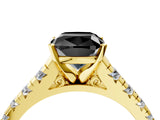Yellow gold Fancy Black Cushion Cut Diamond Solitaire Ring with Cathedral Setting and Pavé Band_4