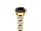 Yellow gold Fancy Black Cushion Cut Diamond Solitaire Ring with Cathedral Setting and Pavé Band_5