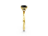 Yellow gold Fancy Black Cushion Cut Diamond Solitaire Ring with Classic Band and Four-Prong Setting_2