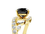 Yellow gold Fancy Black Cushion Cut Diamond Solitaire Ring with Filigree Band and Four-Prong Setting_5